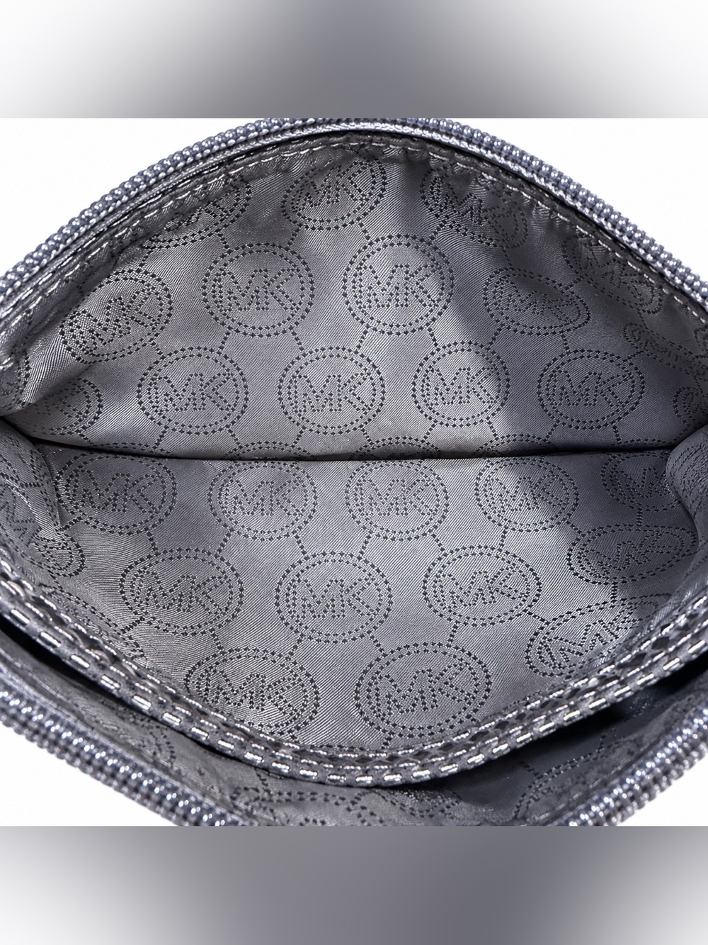 Michael Kors Snake-Embossed Zip Pouch with Tassel, Gray Metallic - Picture 8 of 10